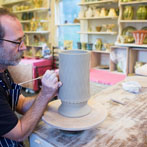 Paul Young making a dovecote in his workshop 2016